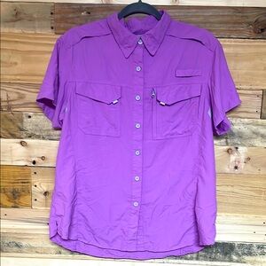 Habit size XL Purple Lightweight Button Down Short Sleeve Shirt with Pockets